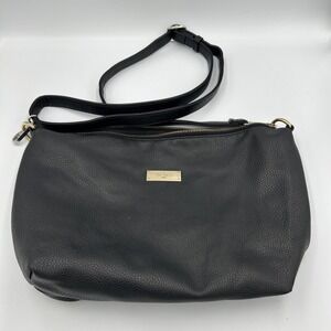 BCBG Paris Black Pebbled Faux Leather Crossbody Shoulder Bag Gold Hardware